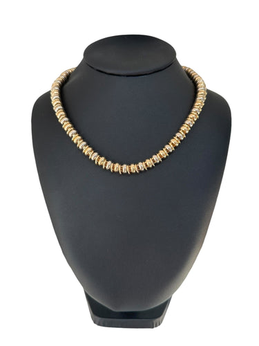 Collier Collier tubulaire Urbino or jaune et or blanc 58 Facettes