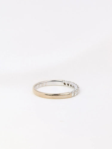 Bague 54 Demi-Alliance américaine en or blanc et diamants 0,27 ct 58 Facettes J108