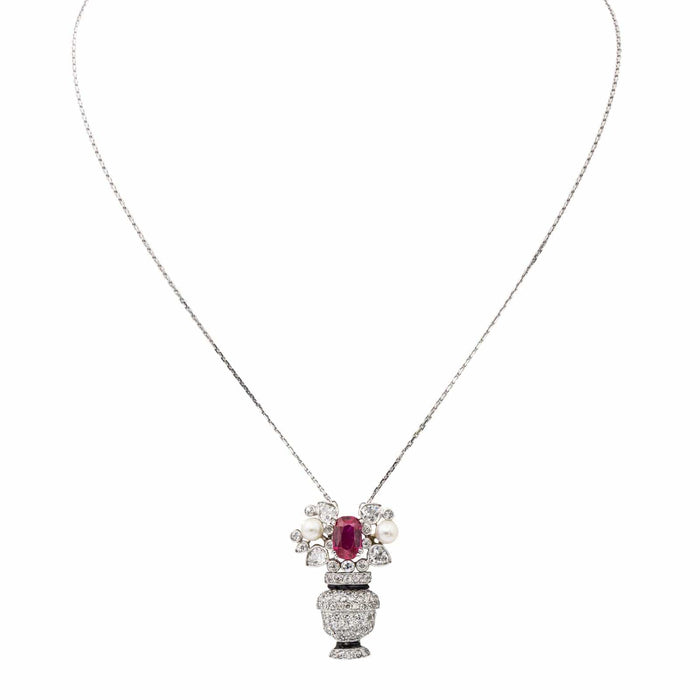 Pendentif Pendentif Bouquet Platine Rubis 58 Facettes 2328939CN