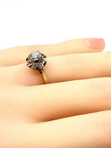 Bague 53 Bague solitaire or blanc diamant 0.40ct 58 Facettes AB359