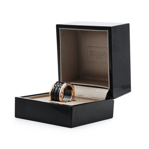 Bague 51 BULGARI - Bague B.zero1 en or rose et céramique noire 58 Facettes