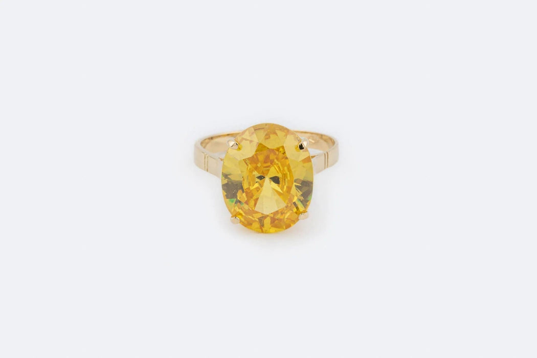 Bague 53 Bague en or jaune avec quartz fumé 58 Facettes anl835