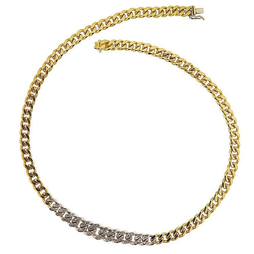 Collier Collier en or jaune et blanc serti de diamants taille huit-huit 58 Facettes G3887