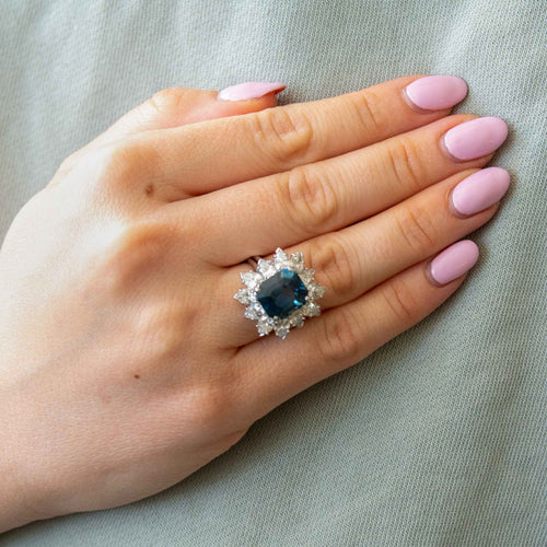 Bague Bague Saphir de Madagascar octogonal bleu-vert de 6,18 carats Gem Paris 58 Facettes ANR-9293