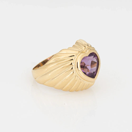 Bague 52.5 Bague coeur améthyste or jaune 58 Facettes G13536