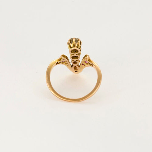 Bague 51 Bague aigrette or jaune, diamants et rubis 58 Facettes LAV1715