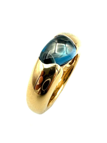 POMELLATO. Collection "Sassi", bague or jaune et topaze bleue 58 Facettes