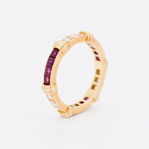 Bague 53 Cartier - Bague Alliance Contessa Vintage en Or Jaune et Blanc, Diamants, Rubis 58 Facettes 350