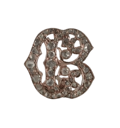 Pendentif monogramme C B pavé de diamants en or rose 18k 58 Facettes