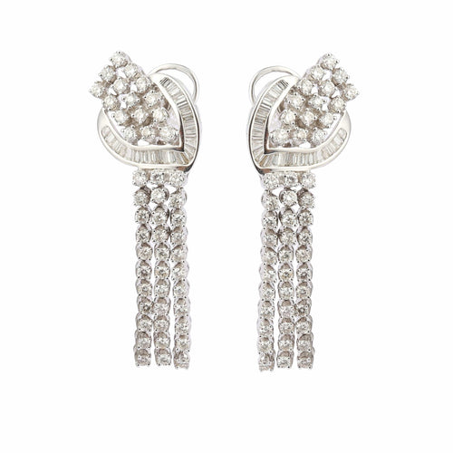 Boucles d'oreilles Boucles d'Oreilles Clips Cocktail Diamants 3 Carats Or Gris 18 Carats 58 Facettes BO253