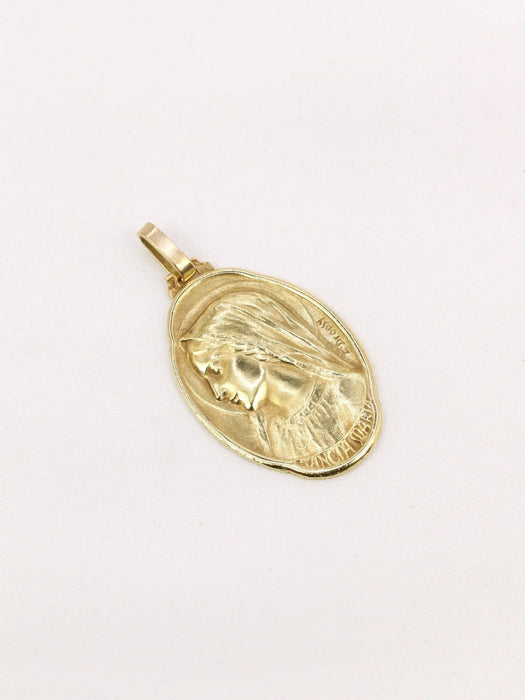 Pendentif DROPSY - Médaille Art Nouveau or jaune Vierge Marie 58 Facettes J489