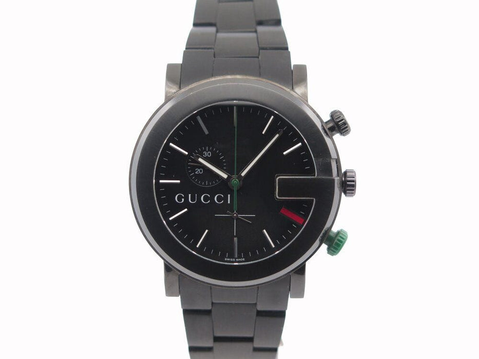 Montre montre GUCCI chrono 43 mm quartz acier brosse noir 58 Facettes 263914