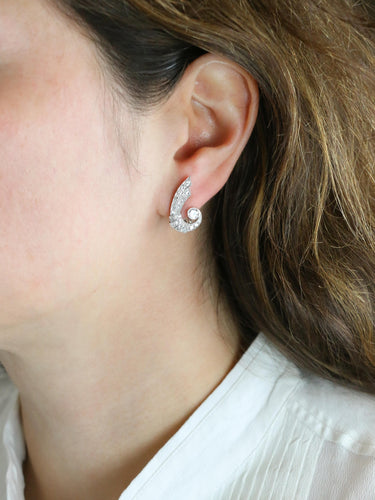 Boucles d'oreilles Boucles d'oreilles Ailes diamants Art-Déco 58 Facettes 1034.13