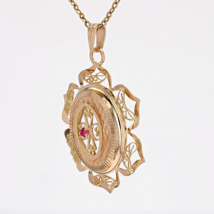 Vintage synthetic ruby pendant