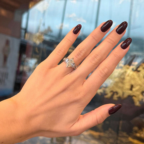 Bague 49 Bague marquise en or blanc avec diamants de 2,40 ct, style vintage 58 Facettes 22719