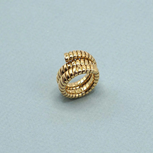 Bague BULGARI - Tubogas yellow gold ring 58 Facettes