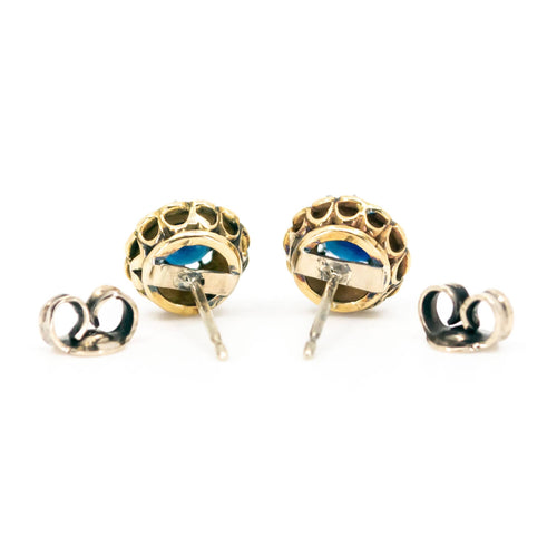 Boucles d'oreilles Boucles d'oreilles en or jaune, saphir et diamants de style victorien moyen 58 Facettes 9A80EBD9383E4722B7D37952647ED6D4