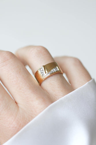 Bague 53 Bague Bandeau Lettre Initiale L Diamants sur Or rose 58 Facettes