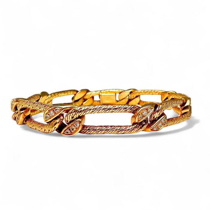 Bracelet Georges LENFANT - Rare Bracelet en or jaune pavé de diamants. 58 Facettes