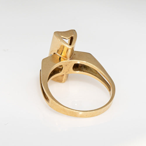 Bague 56 Bague diamant mobile vintage des années 70 en or jaune 18 carats, taille 5,75, bijou géométrique 58 Facettes G13880