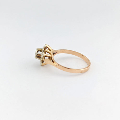 Bague 56 Bague Fleur en Or Jaune et Diamants 58 Facettes 32701