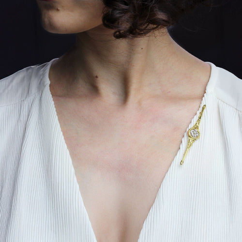 Broche Broche ancienne barrette perle fine et diamants 58 Facettes 25-053