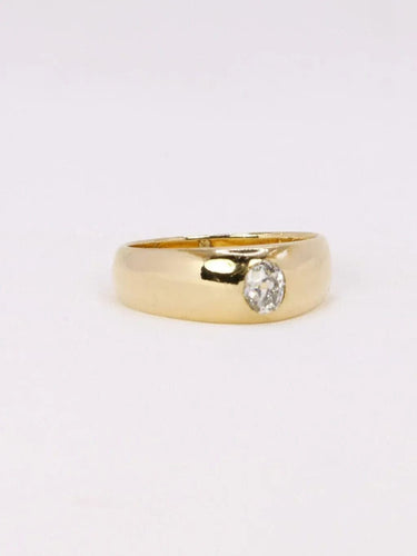 Bague 54 Bague jonc or jaune diamant coussin 0,4 ct 58 Facettes J375