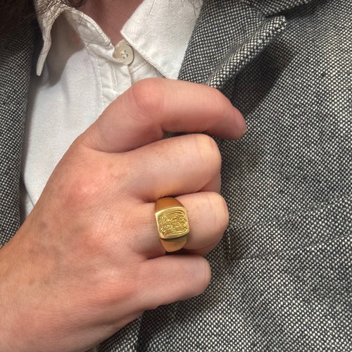 Bague 57 Chevalière aigle or jaune 58 Facettes REF2528-295