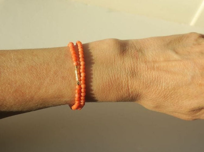 Collier Collier choker 19e siècle corail or rose 58 Facettes