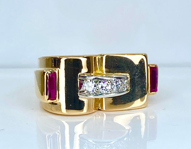 Bague 60 Bague TANK or jaune diamants 58 Facettes AB603