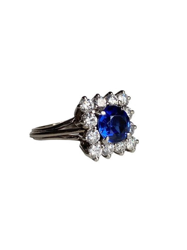 Bague 47 Bague or gris platine saphir diamants 58 Facettes