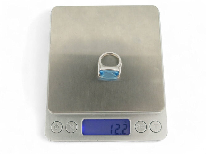 vintage sormus BULGARI metropolis akvamariini t50 18k valkokultaa 