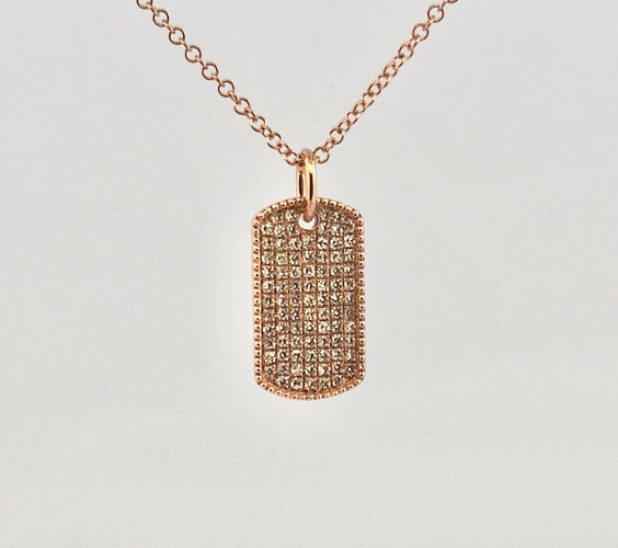 Collier Chaîne et pendentif plaque GI or rose et diamants 58 Facettes