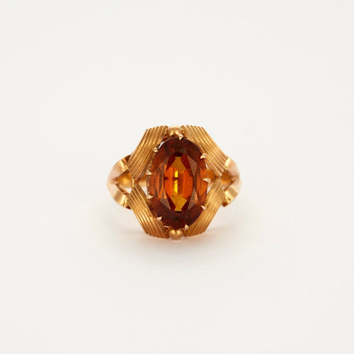 Bague Bague or jaune citrine mandarine de 5,2 carat 58 Facettes LP740
