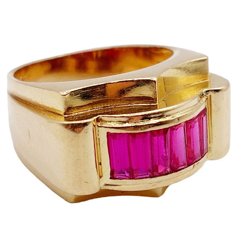 Bague 55 Bague tank art déco or rubis synthétiques 58 Facettes A03728