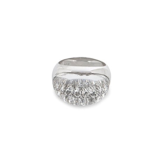 Bague 52 Bague Myst De Cartier avec cristal de roche et pavé de diamants en or blanc 18 carats 58 Facettes