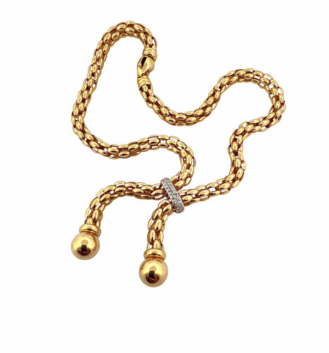 Collier Collier maille Popcorn à pompons en or 18 carats 58 Facettes