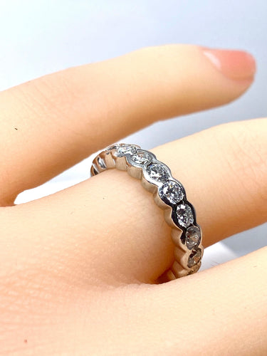 Bague 49 Demie alliance or blanc et diamants 58 Facettes AB635