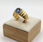 Bague 51 Bague Godronnée vintage or jaune sertie d'un saphir de Ceylan 58 Facettes