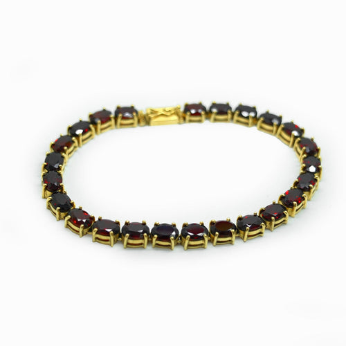 Bracelet Bracelet Tennis, or jaune et grenats 58 Facettes