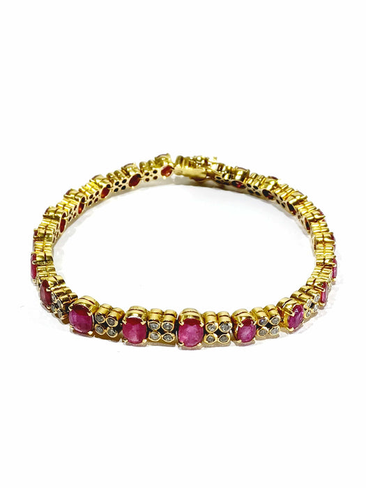 Bracelet Bracelet or jaune diamants rubis 58 Facettes