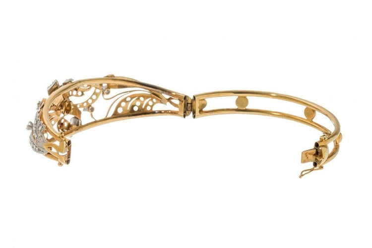 Bracelet Bracelet Art Nouveau en or jaune et platine avec diamants 58 Facettes 9602