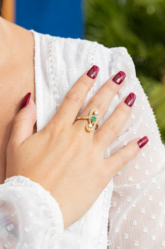 Bague 57 Bague Or jaune Emeraude, Diamant 58 Facettes 2601182CN