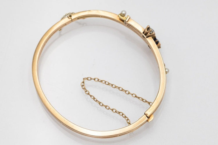 Bracelet Bracelet Art Nouveau en or avec diamant et saphir 58 Facettes 10580