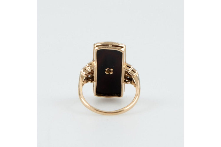 Bague Bague vintage Art Déco avec onyx et diamants en or jaune 18k 58 Facettes AD1
