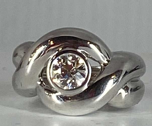 Bague 53 Bague en or blanc, diamant 58 Facettes AB49