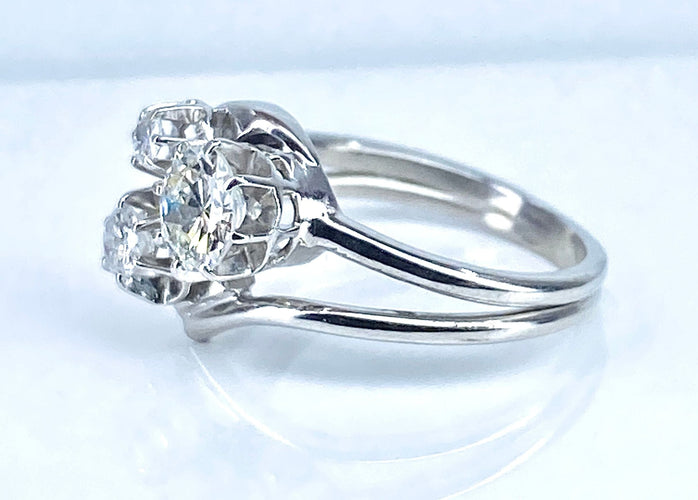 Bague 52 Bague or blanc sertie  de 3 diamants 58 Facettes AB450