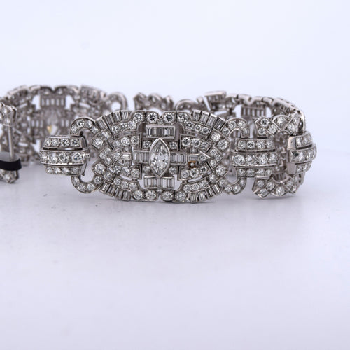 Pulseira estilo Art Deco em Platina e diamantes 