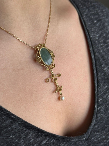 Pendentif Broche Pendentif Or, Jade et Perle 58 Facettes