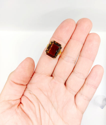 Bague 55.5 Bague cocktail vintage or rose quartz fumé, art déco 58 Facettes B01000